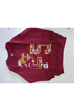 Bordo Baskılı Bilekleri Ve Beli Lastikli Sweat