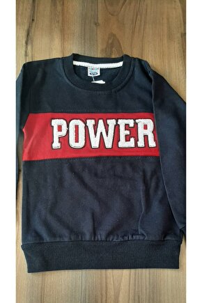 Lacivert Kabartma Baskılı Boynu, Bilekleri Ve Beli Lastikli Sweat