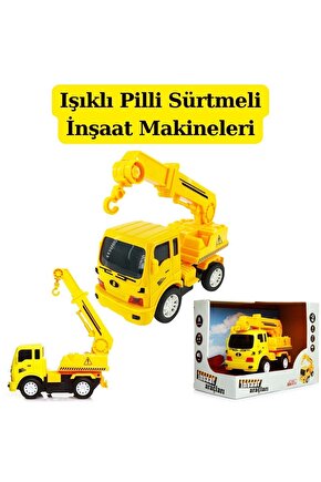 Işıklı Sürtmeli Vinç - İş Makineleri - Sürtmeli Araçlar - İnşaat Oyuncakları - Araçlar - Makineler