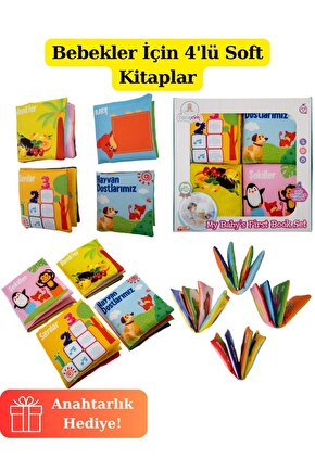 DODBY Soft İlk Kitap Seti - Bebek Kitapları - Kumaş Kitaplar - İlk Oyuncaklar 4 lü