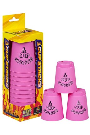 Orijinal Speed Cup Stacks Pembe - Lisanslı Bardak Denge Oyunu - Bardak Oyunu - Hızlı Bardaklar