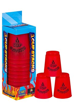 Speed Cup Stacks Kırmızı - Lisanslı Bardak Denge Oyunu - Bardak Oyunu - Hızlı Bardaklar