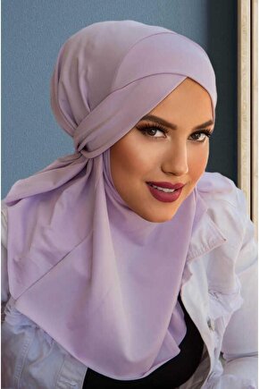 Lila Çapraz Bantlı Medium Size Hijab - Hazır Şal