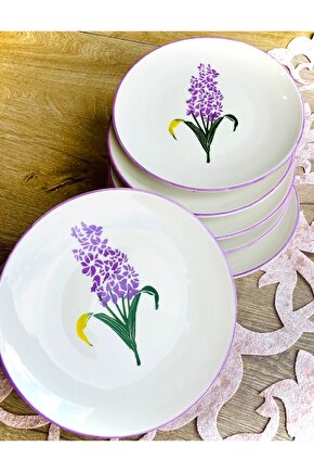 Lila Sümbül 6 Adet Pasta&servis Tabağı