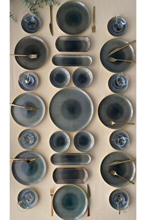 Green Gold 8 Kişilik 25 Parça Tea Plate Kahvaltı Takımı