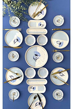 Poppy Model 6 Kişilik 21 Parça Tea Plate Kahvaltı Takımı