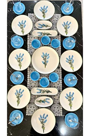 Hyacinth Model 27 Parça 8 Kişilik Turquoise Kahvaltı Takımı