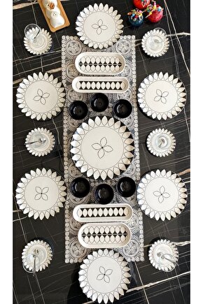 Black Ellipse 6 Kişilik 23 Parça Tea Plate Kahvaltı Takımı