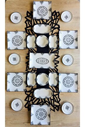 Kilim Desen 6 Kişilik 21 Parça Bardak Altlıklı Kahvaltı Takımı