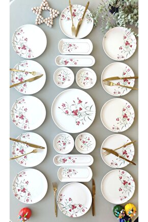 Fushia Çiğdem 12 Kişilik 21 Parça Kahvaltı Takımı