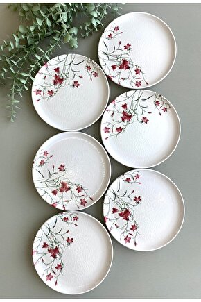 Fushia Çiğdem Model 20 cm  6 Adet  Pasta&Servis Tabağı