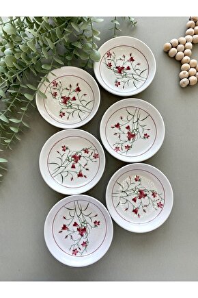 Fushia Çiğdem Model 6’lı Yuvarlak Kahvaltı Tabağı