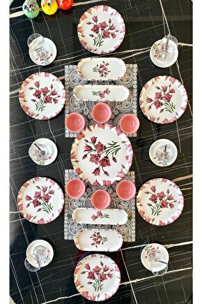 Nergis pembe 23 parça Kahvaltı Takımı