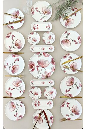 Charming Rose 12 Kişilik 21 Parça Kahvaltı Takımı Kahvaltı Seti