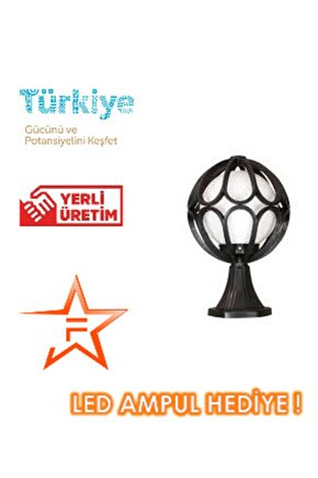 Set Üstü Siyah Çiçek Fener Aplik Bahçe Aydınlatma Armatürü