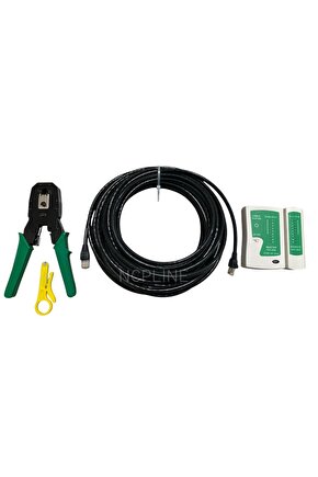 25 METRE İÇ MEKAN CAT6 İNTERNET KABLOSU PC +MODEM LAPTOP TV -RJ45 PENSE+5 ADET UÇ JAK+TEST ALETİ