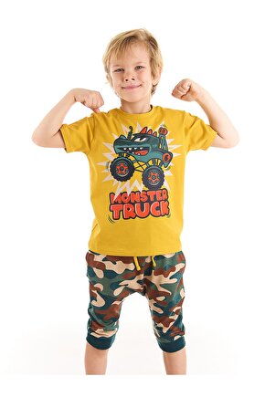 Monster Truck Erkek Çocuk T-shirt Kapri Şort Takım