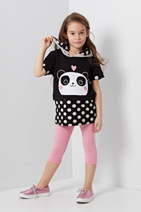 Kız Çocuk Panda Dot Sweat+Tayt