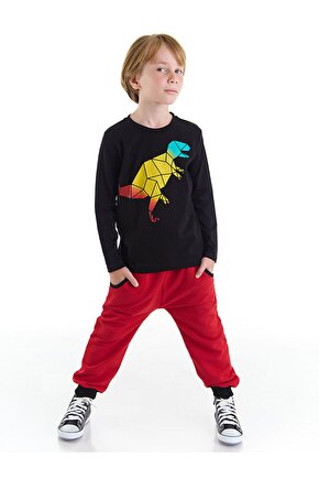 Geometrik Dino Erkek Çocuk T-shirt Pantolon Takım