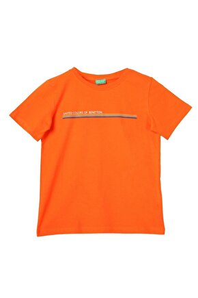 United Colors of Benetton Erkek Çocuk Turuncu T-shirt BNT-B21382