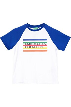 United Colors of Benetton Erkek Çocuk Beyaz T-shirt BNT-B21384