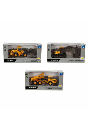 Volvo 3lü Newray 1:50 Ölçek İş Makinesi Seti 13-14 cm