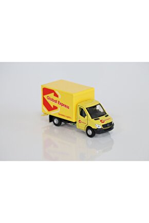 1:36 Ölçek Metal Çek Bırak Mercedes Sprinter Kargo Aracı Sarı