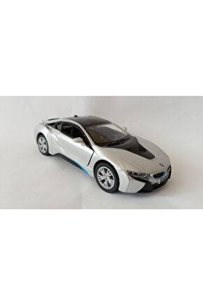 Bmw I8 - Çek Bırak 5inch. Lisanslı Model Oyuncak Araba 1:36 Gri