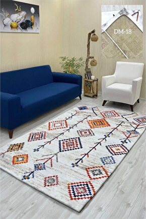 Luxaccessories Modern Desenli Bej Renkte Halı Örtüsü (Lastikli) 200 X 300 DM-18