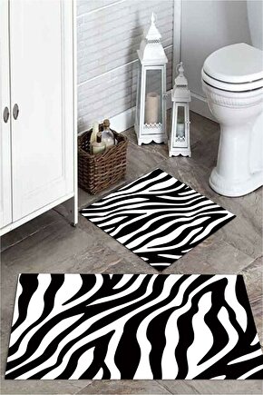 Zebra Desenli 2li Banyo Paspas Takımı