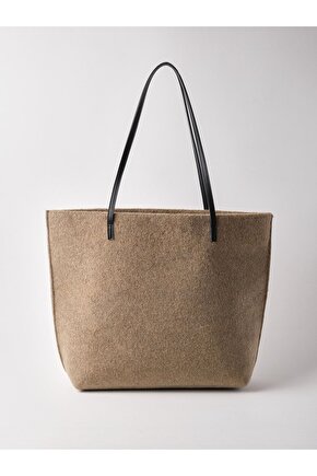 Kadın Büyük Boy Keçe Kumaş Shopper Tote Omuz Çantası