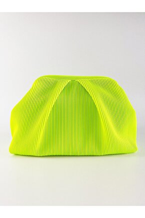 Kadın Neon Yeşil Piliseli Clutch El Çantası