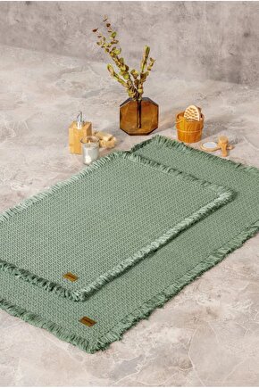 Bath Rug Set Yeşil 2li 75x125 60x90