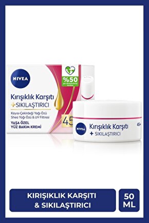 Yaşa Özel Kırışıklık Karşıtı Yüz Bakım Kremi 50ml, Sıkılaştırıcı, Kaz Ayağı Kırışıklığı Giderici