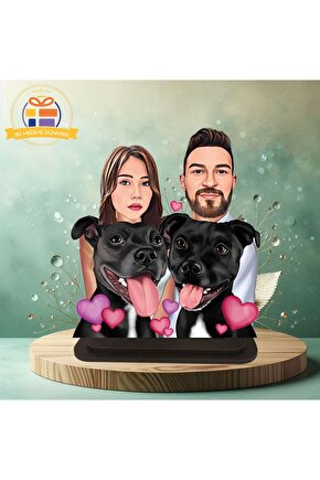 Köpekli sevgili karikatürü biblo hediye  3d masa üstü biblo hediyesi