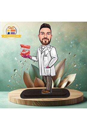 diş hekimi protez dişçi diş hekimi doktor karikatürü biblo hediye  3d masa üstü biblo hediyesi