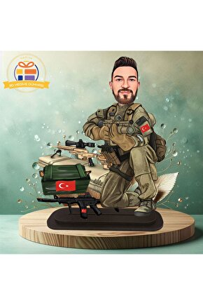 askeri karikatür polis asker karikatürü biblo hediye  3d masa üstü biblo hediyesi