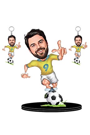 Futbolcu Hediyesi Karikatür Biblo Hediyesi 2 Adet Anahtarlık Hediye