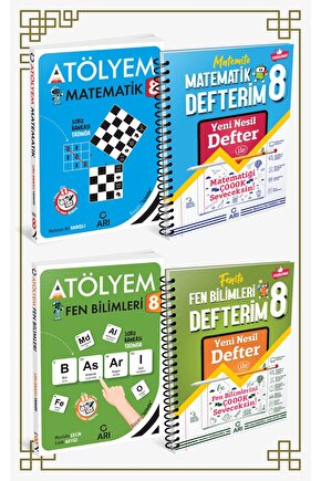 8. SINIF ARI YAYINLARI FEN BİLİMLERİ+MATEMATİK ATÖLYEM VE DEFTER SETİ