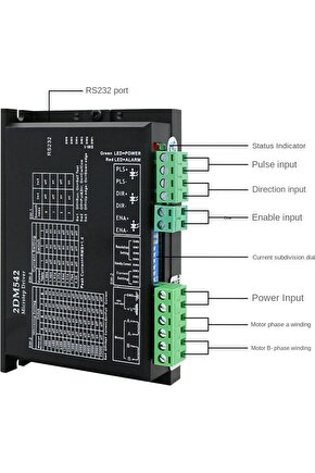 DM542 2 Faz 4.2A Step Motor Sürücü - 24-48VDC NEMA23 Uyumlu