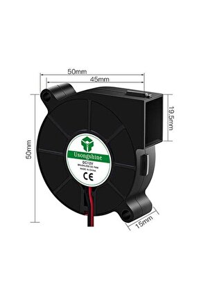 Usongshine 50x50x15mm 5V DC Salyangoz Tipi Blower Fan - 3D Yazıcı Uyumlu