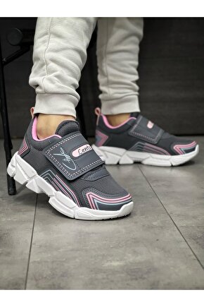 Çocuk Ortopedik Cırtlı Esnek Hafif Nefes Alabilen Unisex File Çocuk Sneaker Spor Ayakkabı