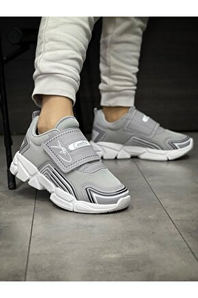 Çocuk Ortopedik Cırtlı Esnek Hafif Nefes Alabilen Unisex File Çocuk Sneaker Spor Ayakkabı