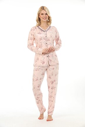 Bambu, Uzun Kol, Düğmeli Kadın Pijama Takımı