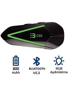 MOTORSİKLET BLUETOOTH 5.3 KULAKLIK RGB LED IŞIKLI İNTERCOM ÇİFT TELEFONA BAĞLANABİLEN İNTERKOM