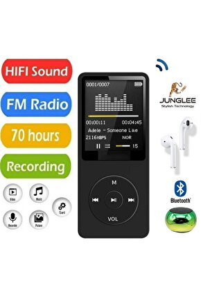 8GB DAHİLİ HAFIZALI BLUETOOTHLU MP3-MP4 ÇALAR SES KAYIT FM RADİO DAHİLİ HOPARLÖR EKRANLI MÜZİK ÇALAR