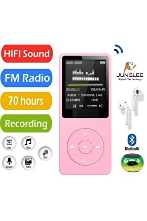 8GB DAHİLİ HAFIZALI BLUETOOTHLU MP3-MP4 ÇALAR SES KAYIT FM RADİO DAHİLİ HOPARLÖR EKRANLI MÜZİK ÇALAR