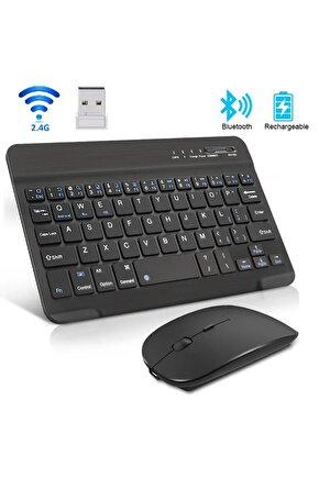 BLUETOOTH + USB WİRELESS KLAVYE MOUSE SETİ SESSİZ ŞARJLI BT+USB MOUSE & KEYBOARD SET