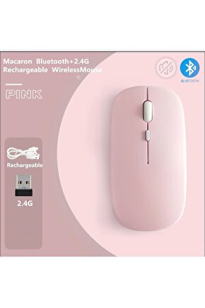 ŞARJLI MOUSE 2.4GHZ USB WİRELESS VE BLUETOOTH LU SESSİZ FARE İOS ANDROİD TABLET TELEFON UYUMLU