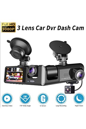 3 KAMERALI ARAÇ İÇİ KAMERA KAYIT CİHAZI 3 LENS CARDVR DASH CAM ÖN İÇ VE GERİ GÖRÜŞ KAMERASI